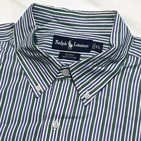 Ralph Lauren Men Blake Multicolor Striped Button Short Sleeve‎ Shirt Plaid XL - Picture 1 of 5
